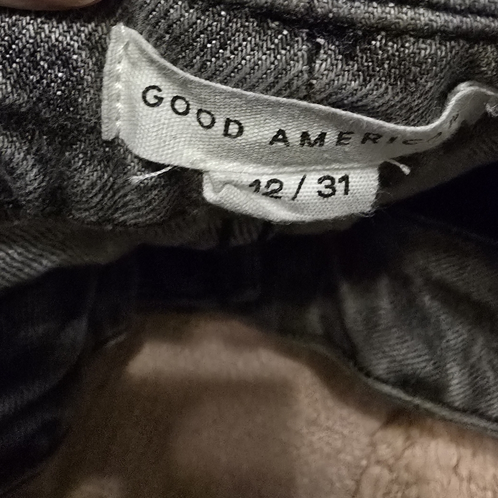 Good American Charcoal Distressed Jeans
